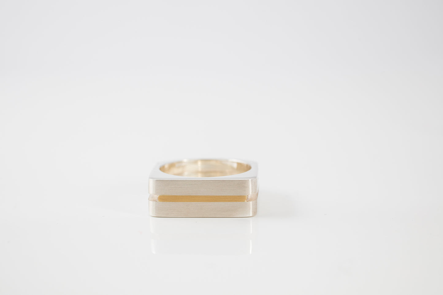 Sterling Silver Ring With 18ct Yellow Gold Inlay