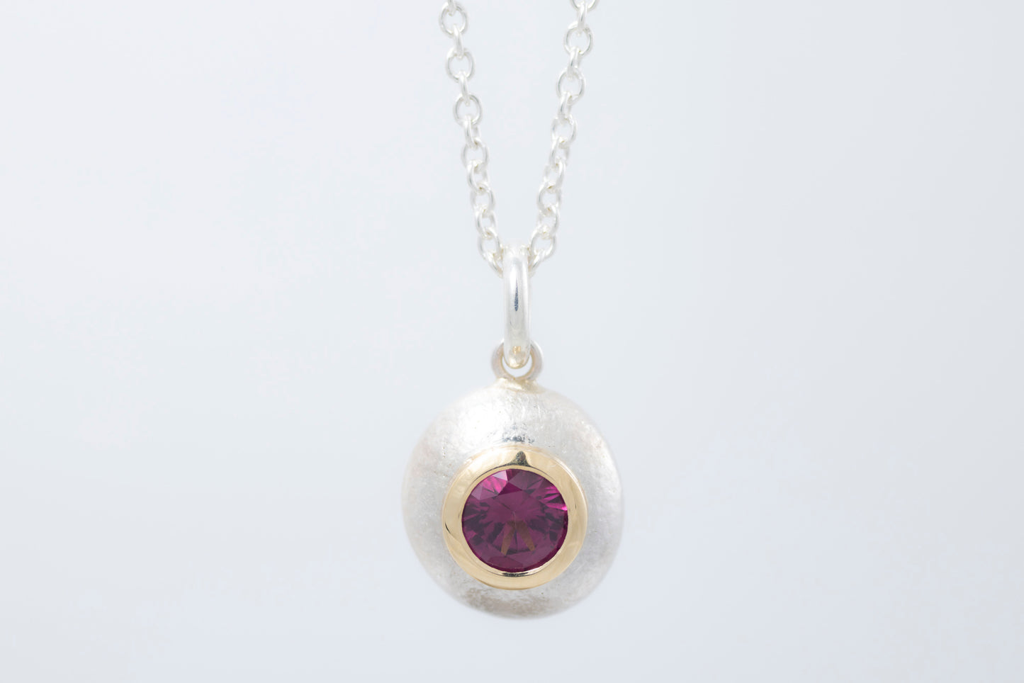 Rhodolite Garnet Pebble Pendant