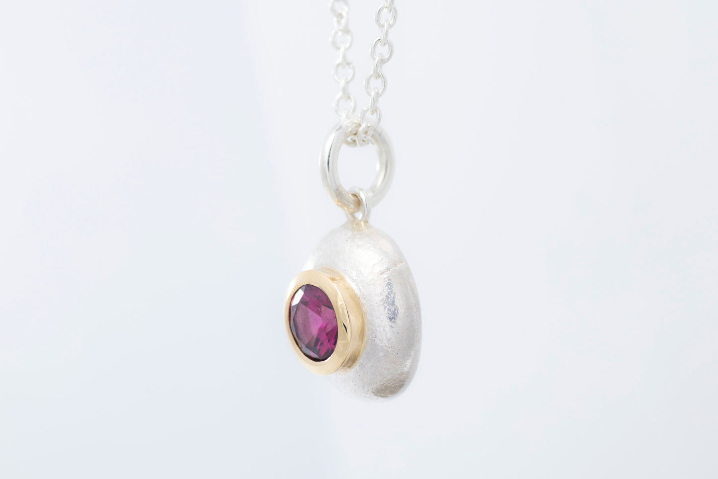 Rhodolite Garnet Pebble Pendant